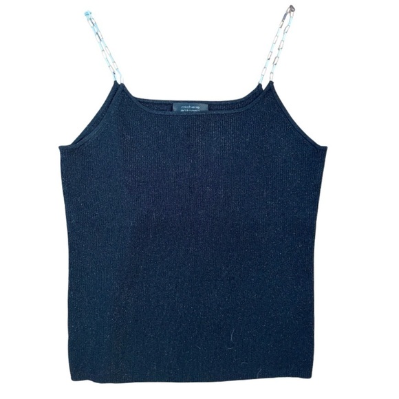 Michelle Antonelli Sparkling Black Tank with Metal “Paper Clip Chain” Straps - Picture 1 of 4